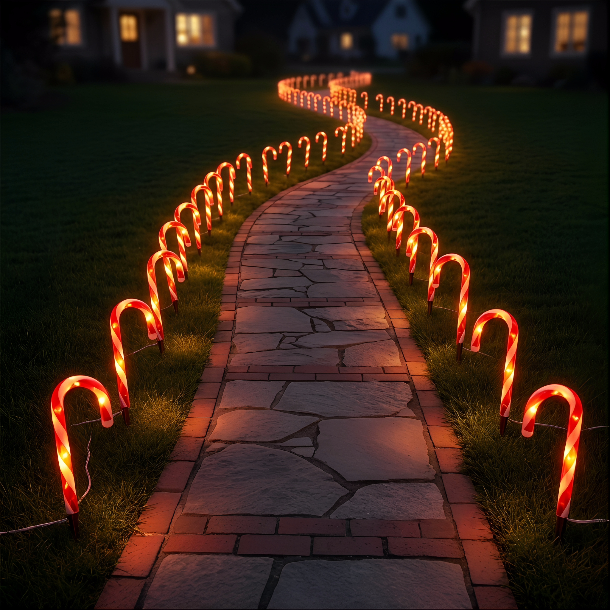 Set of 10 10ft Candy Cane Garland Light W/50l