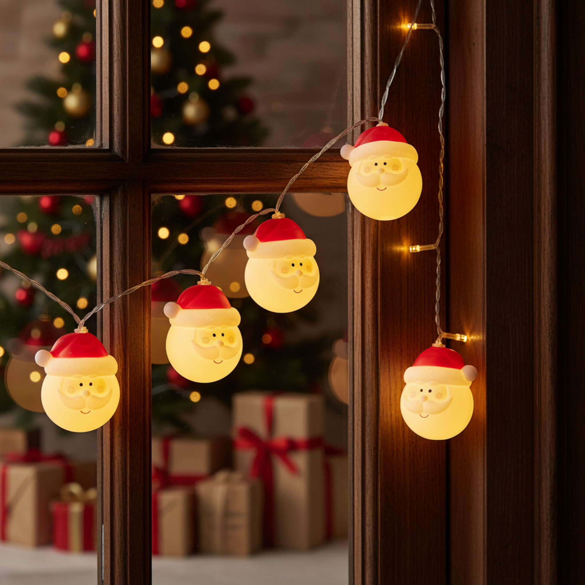 Santa LED 10 Battery Holiday Light Set