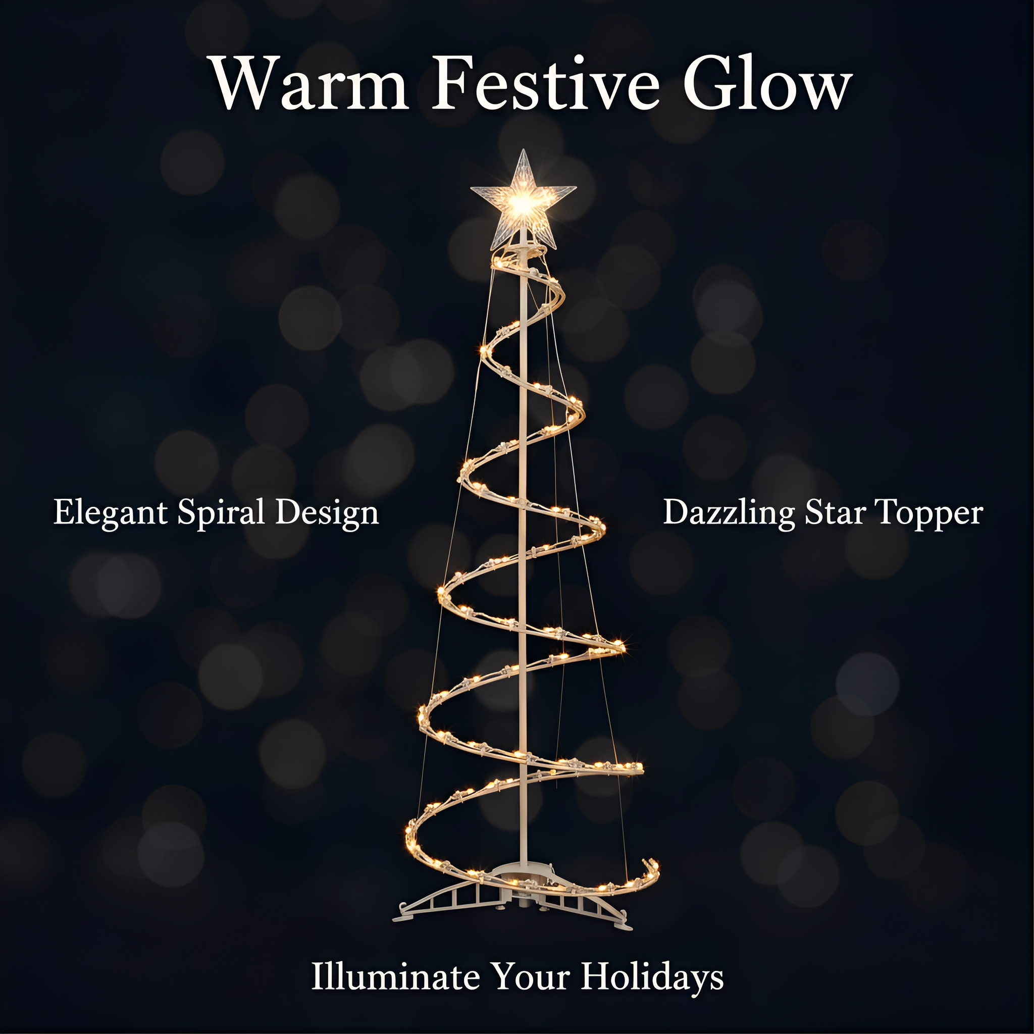 3/4/5/6ft Cool Warm Multi-Color Incandescent Style Lighted-up Spiral Tree