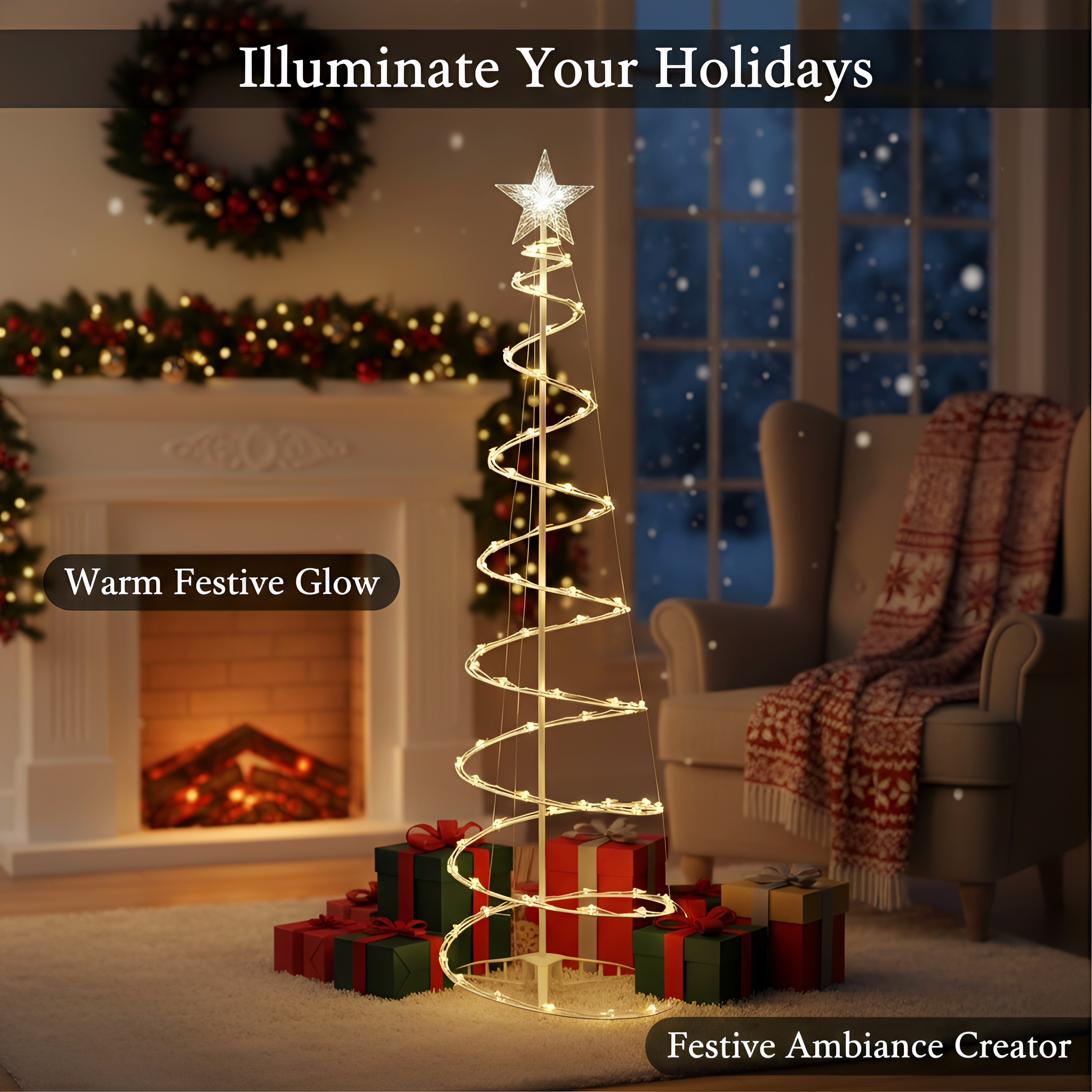 5ft Radiant Color Lighted-up Spiral Tree with USB