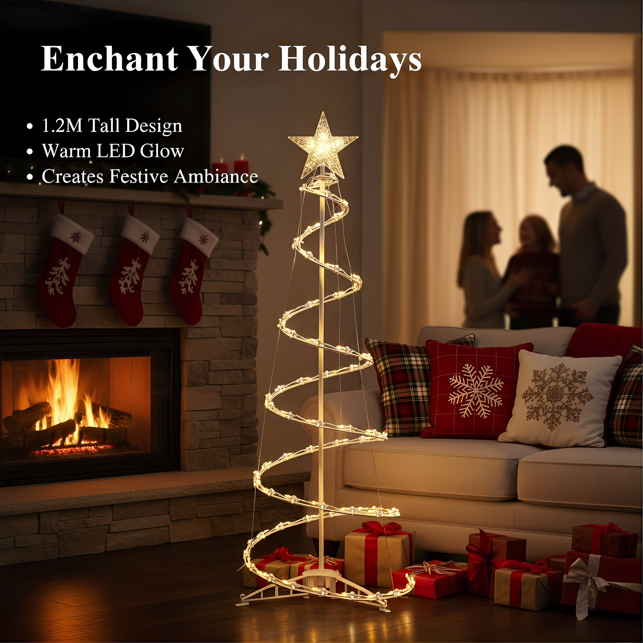3/4/5/6ft Cool Warm Multi-Color Incandescent Style Lighted-up Spiral Tree