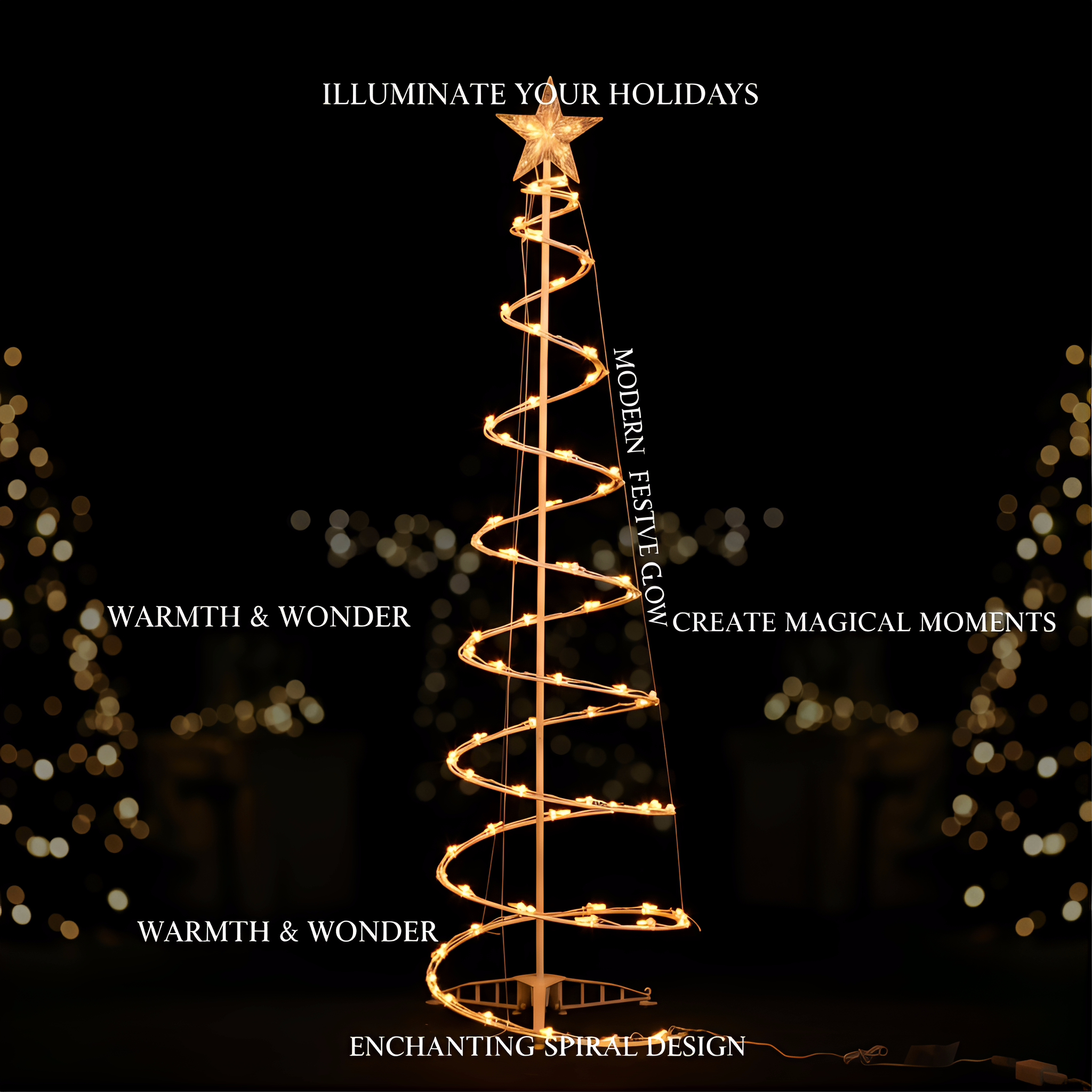 5ft Radiant Color Lighted-up Spiral Tree with USB