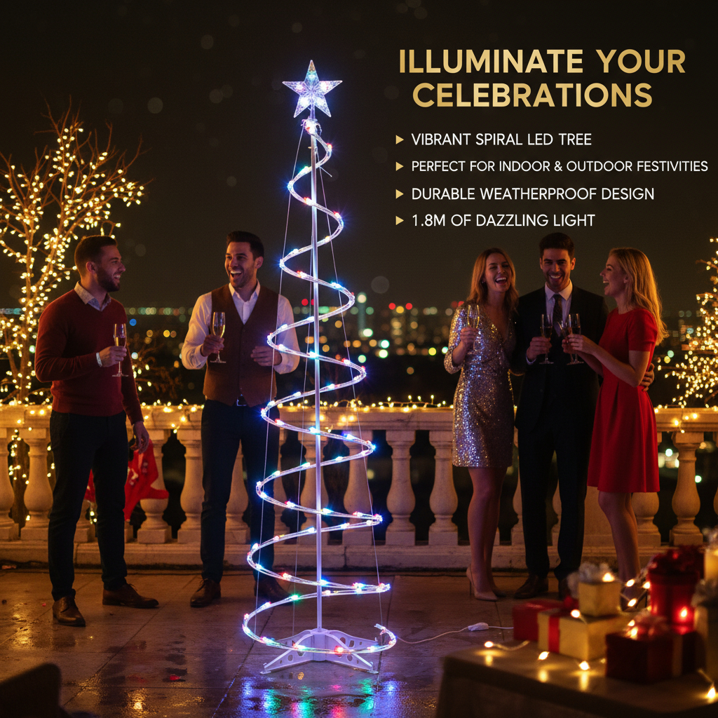 Multi-Color Lighted-Up Spiral Tree Light Decorative Set