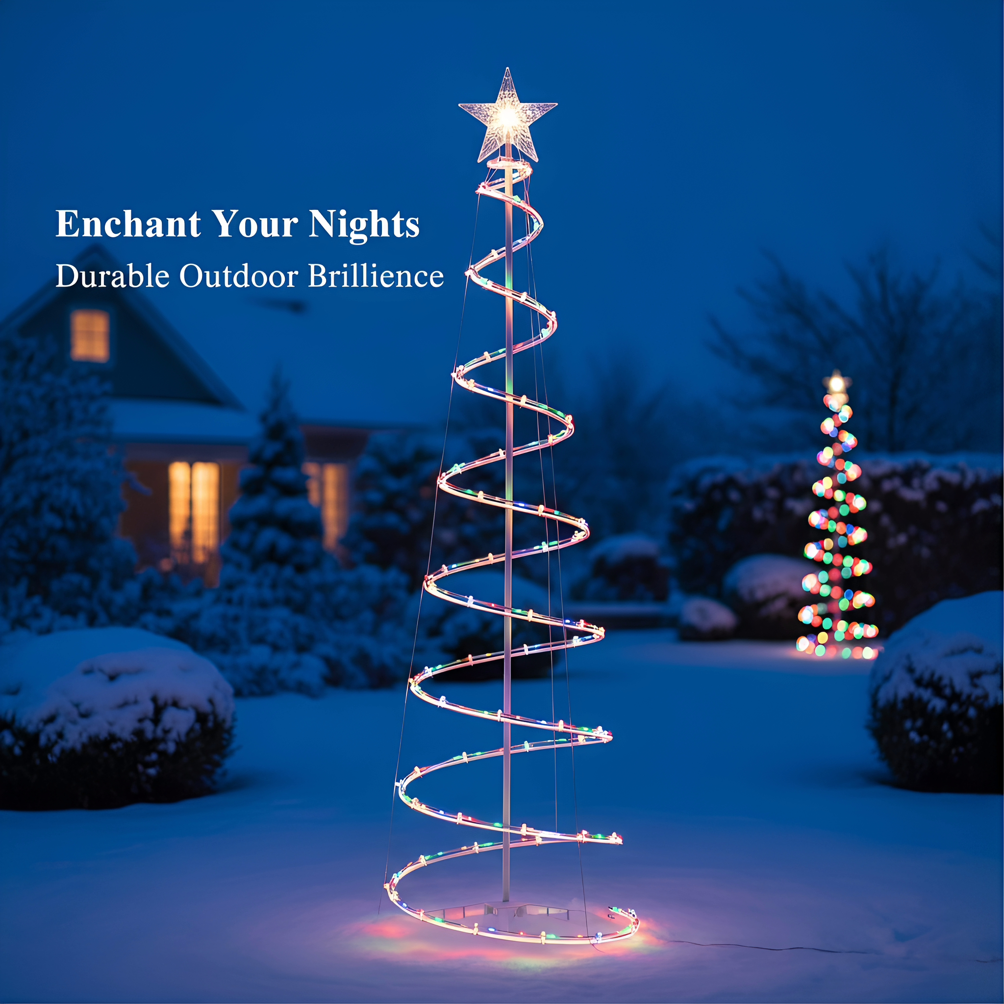 New 2-Piece Starlight Lighted-up Spiral Tree Set