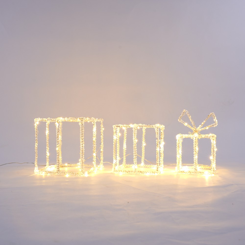 Set of 3 Gift Box Acrylic LED Decoration Lights