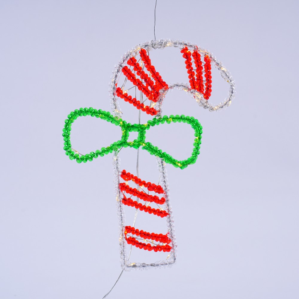 Candy cane LED Decorative Lights with Silk Wrapped
